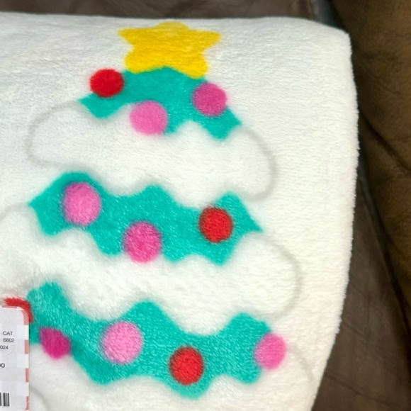 Hello Kitty in Santa Suit with Christmas Trees 60” x 90” Plush Christmas Blanket - Picture 6 of 7
